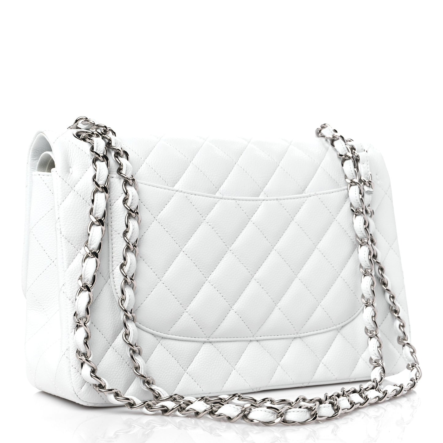 Caviar Quilted Jumbo Double Flap White