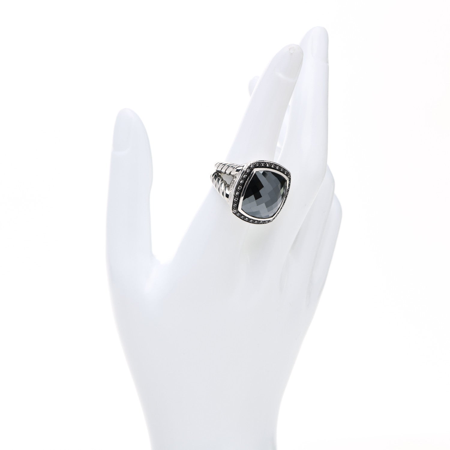 David Yurman Sterling Silver Diamond Hematine 17mm Albion Ring 54 7 2 of 4