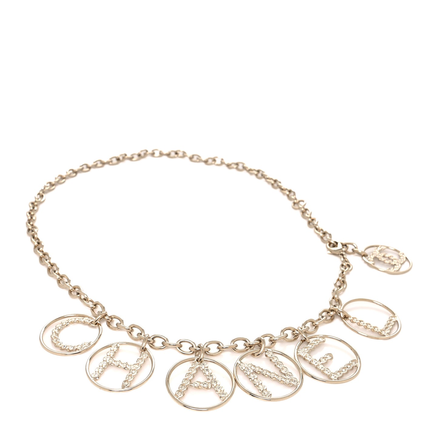 Metal Strass Crystal Chain Logo Belt Gold