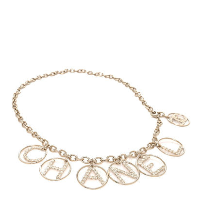 Chanel Metal Strass Crystal Chain Logo Belt Gold 1 of 4
