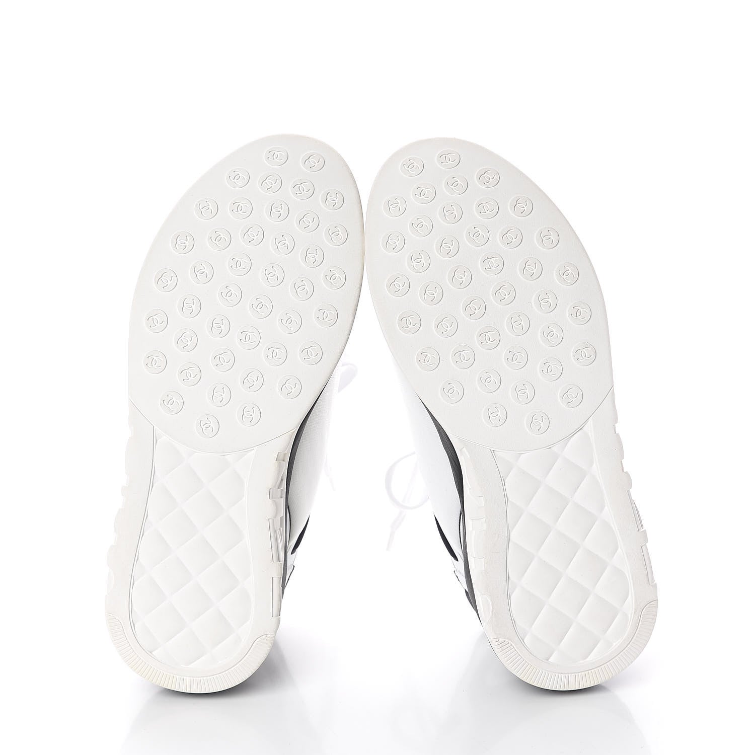 Chanel Suede Calfskin Stretch Fabric CC Sneakers 37 White 6 of 7