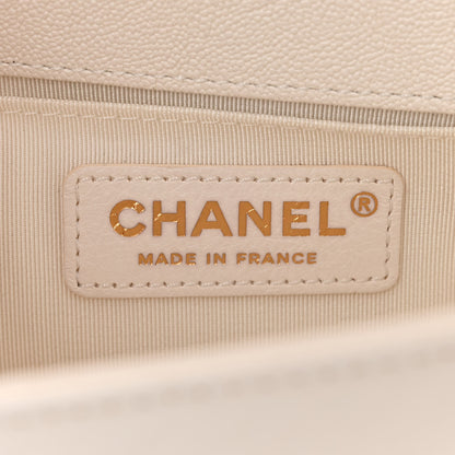 Chanel Caviar Chevron Quilted Small Boy Flap White 6 of 10