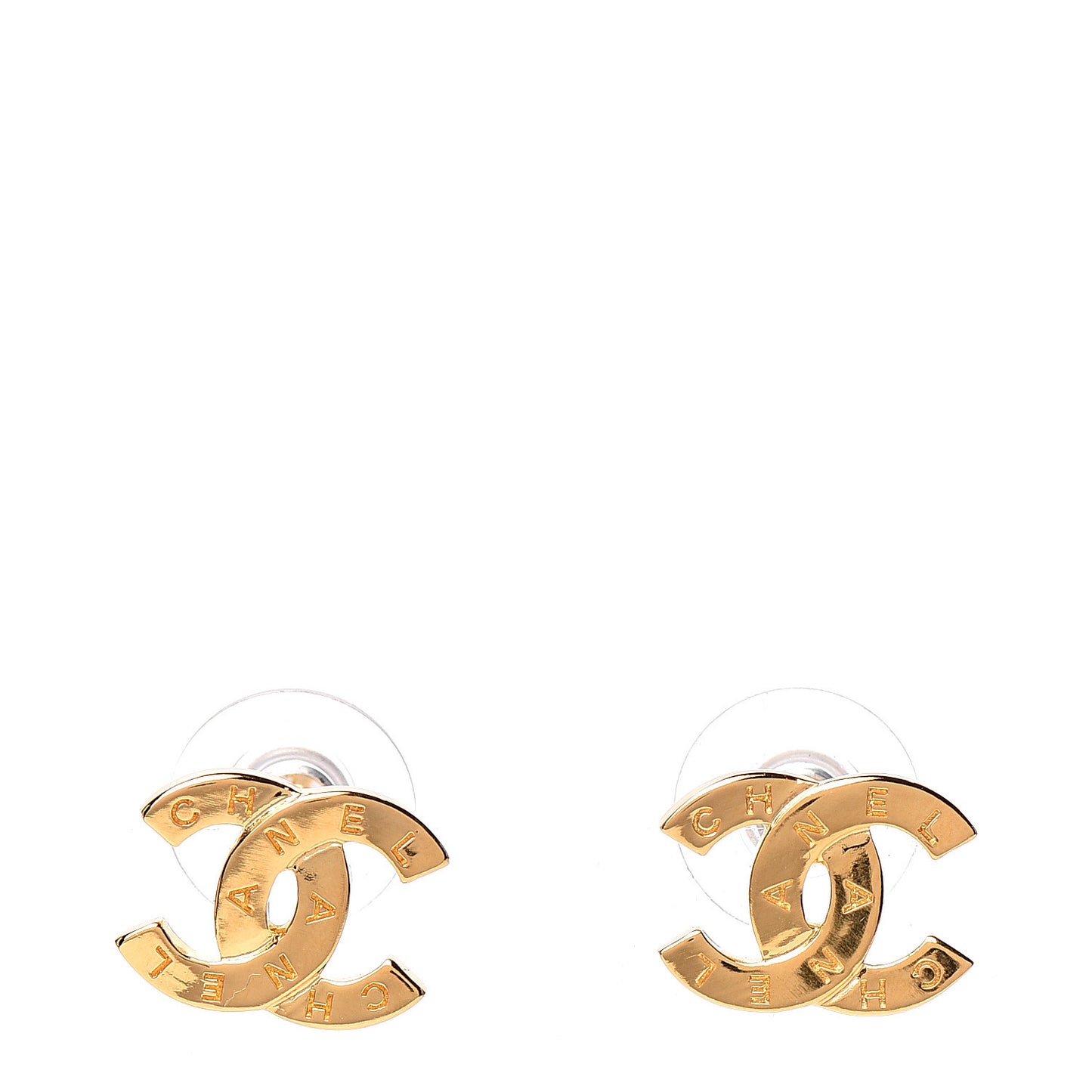 Metal Paris Button Earrings Gold