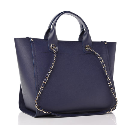 Chanel Caviar Small Studded Deauville Tote Navy 3 of 11