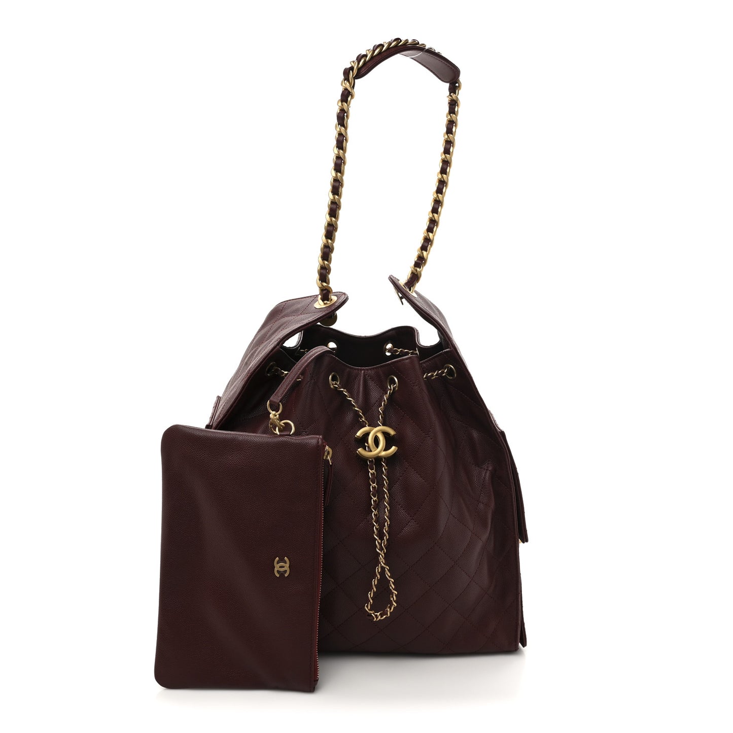 Caviar Quilted Medium Chanel 25 Handbag Burgundy