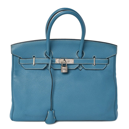 Hermes Taurillon Clemence Birkin 35 Blue Jean 1 of 47