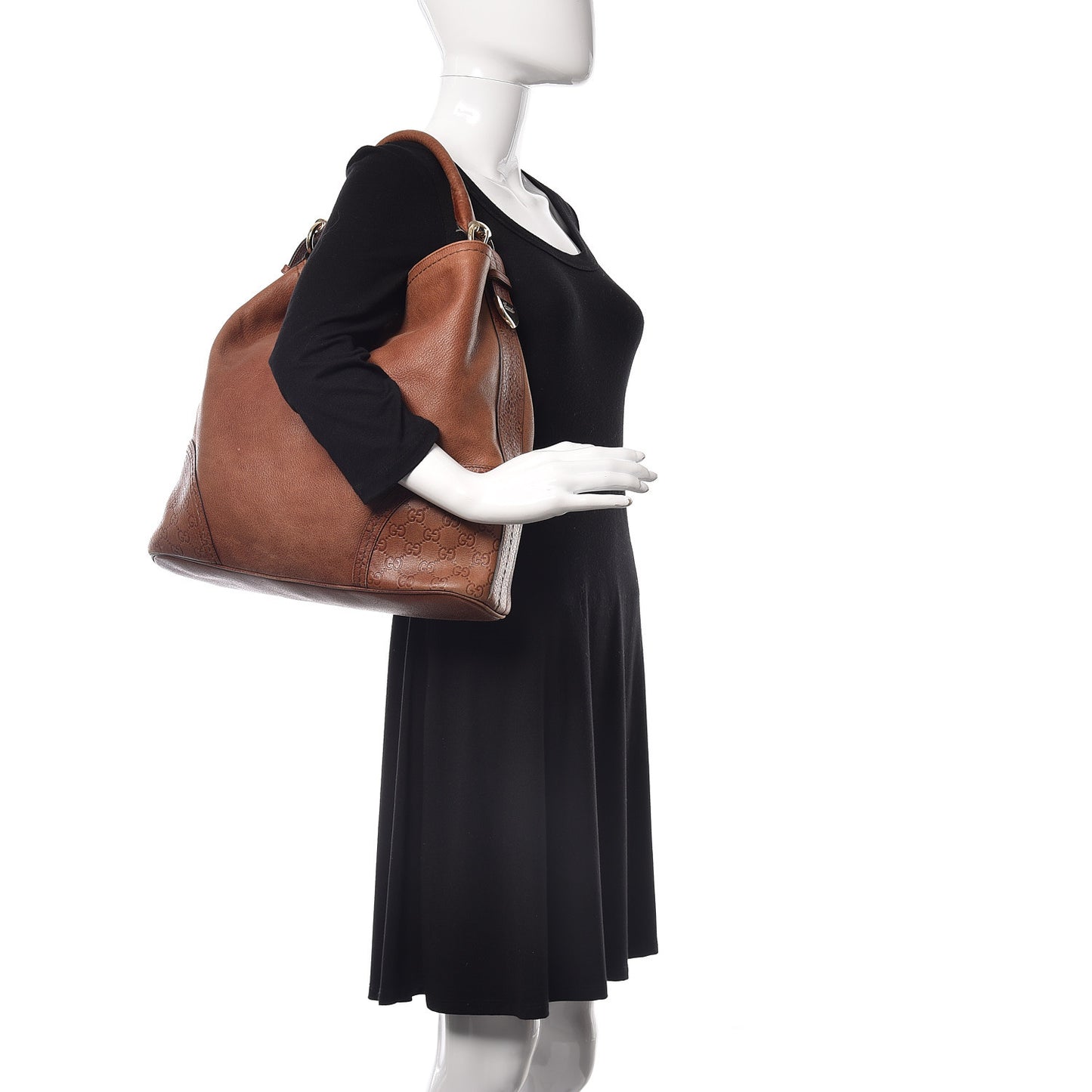 Calfskin Guccissima Trim Large Signoria Hobo Brown