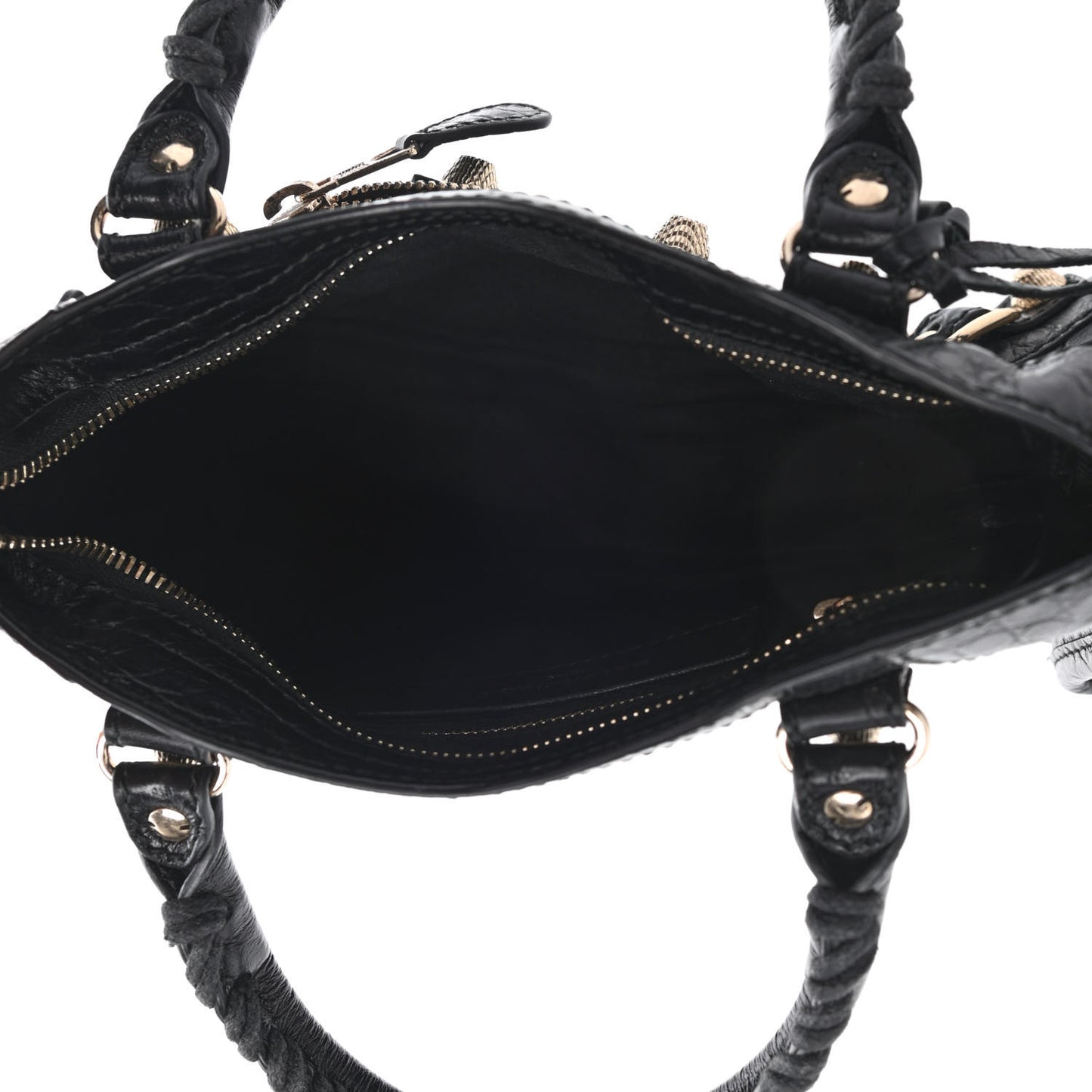 Calfskin Crocodile Embossed Giant 12 Gold Hardware Mini City Black