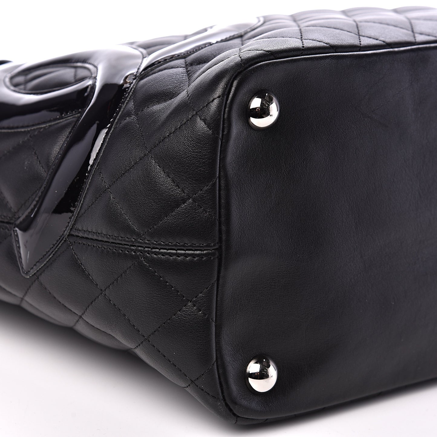 Calfskin Quilted Large Cambon Tote Black