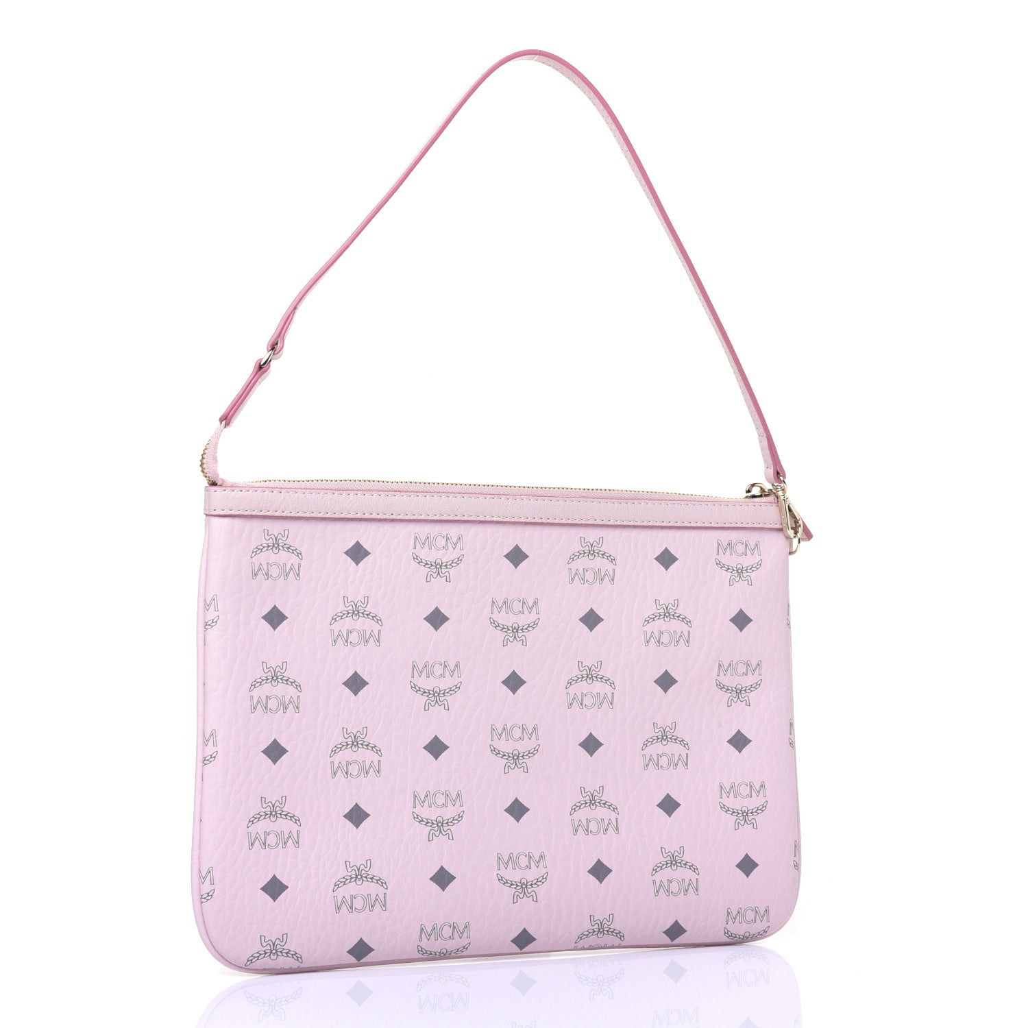 MCM Visetos Liz Shopper Tote Pouch Light Pink 3 of 10