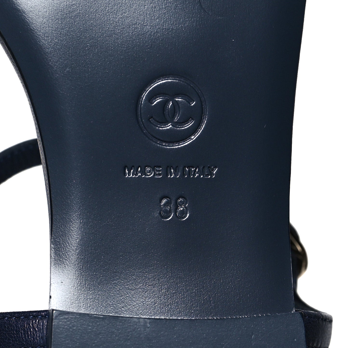 Lambskin Crystal CC Thong Sandals 38 Navy Blue