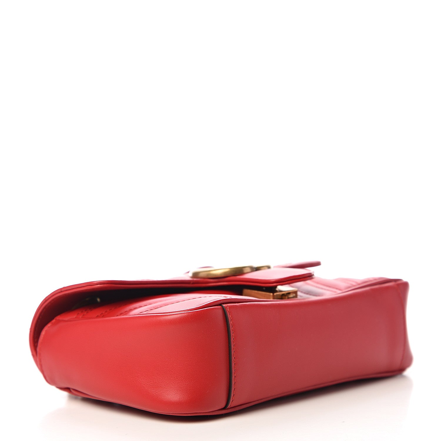 Gucci Calfskin Matelasse Mini GG Marmont Shoulder Bag Hibiscus Red 3 of 9