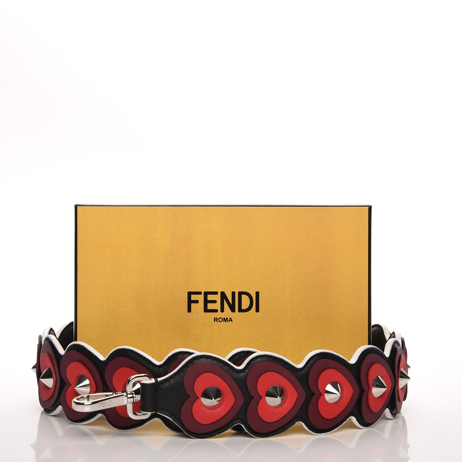 Fendi Vitello Dolce Heart Spike Studded Strap You Black Multicolor 6 of 6
