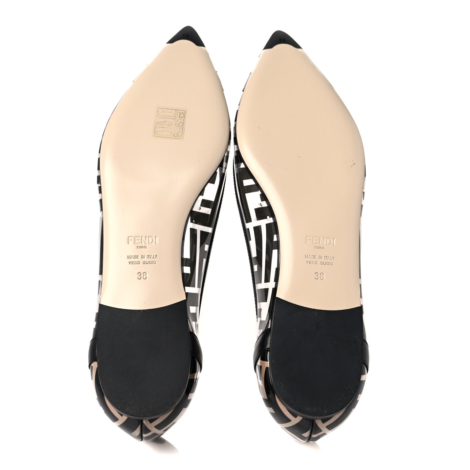 Fendi PVC Calfskin FF Colibri Ballerina Flats 38 Black 5 of 9