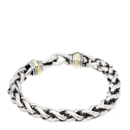 David Yurman Sterling Silver 14K Yellow Gold 8mm Wheat Chain Bracelet 1 of 5