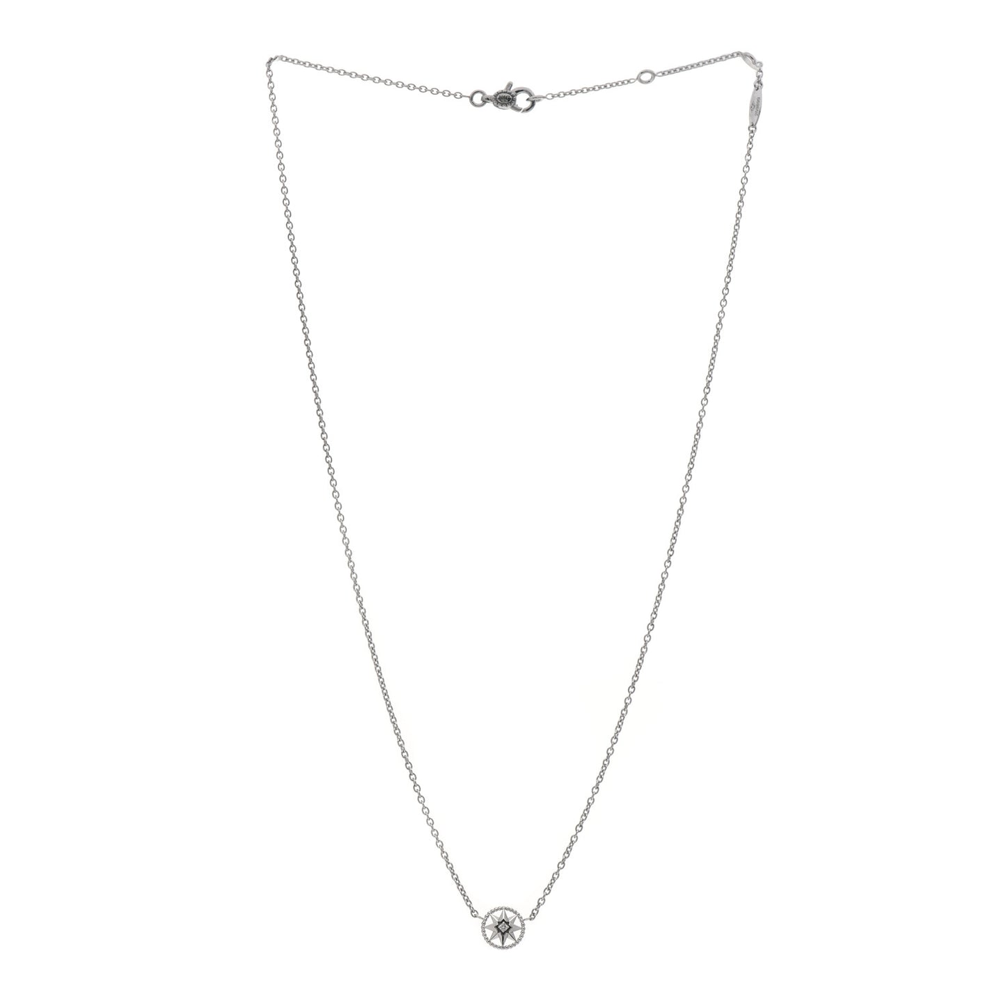 18K White Gold Diamond Rose Des Vents Necklace
