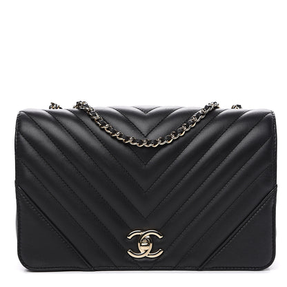 Chanel Calfskin Chevron Quilted Statement Flap Black 1 of 10