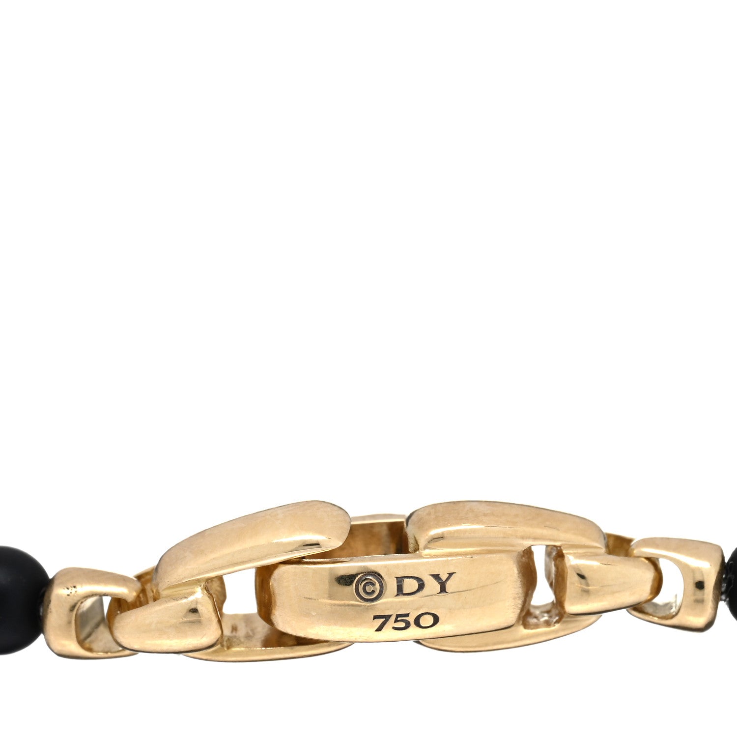 David Yurman 18K Yellow Gold Black Onyx Blue Sapphire 4mm Spiritual Beads Evil Eye Bracelet 3 of 3