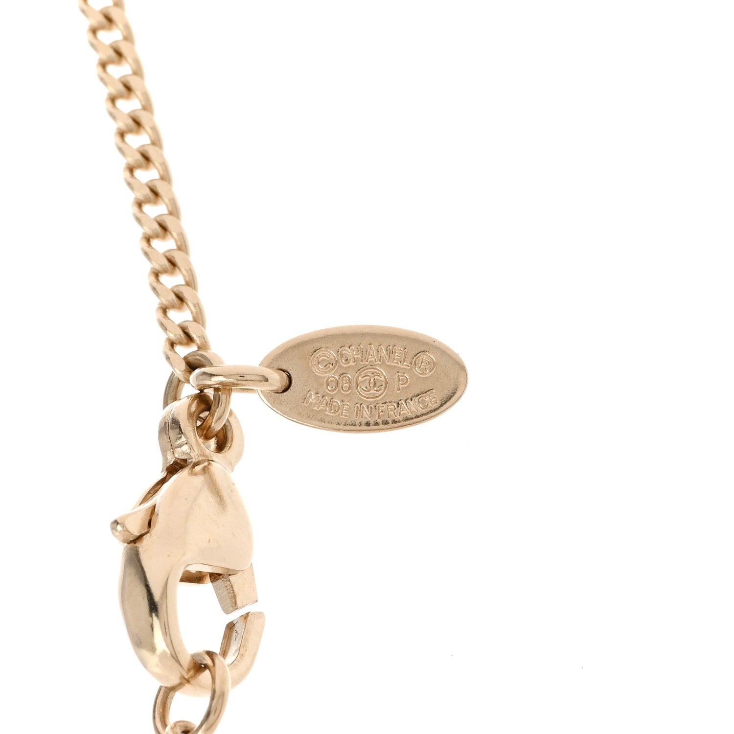 Chanel Pearl Crystal CC Pendant Necklace Gold 5 of 5