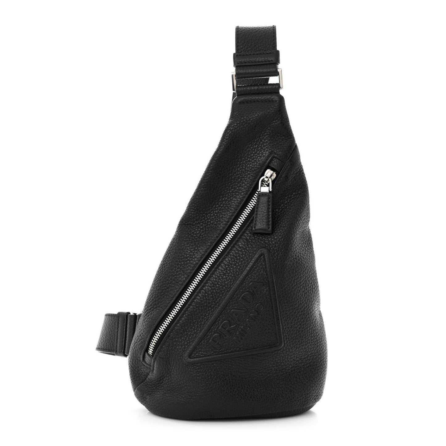 Vitello Daino Logo Embossed Cross Sling Backpack Black