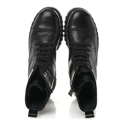 Prada Spazzolato Chocolate 50mm Combat Boots 36.5 Black 3 of 12