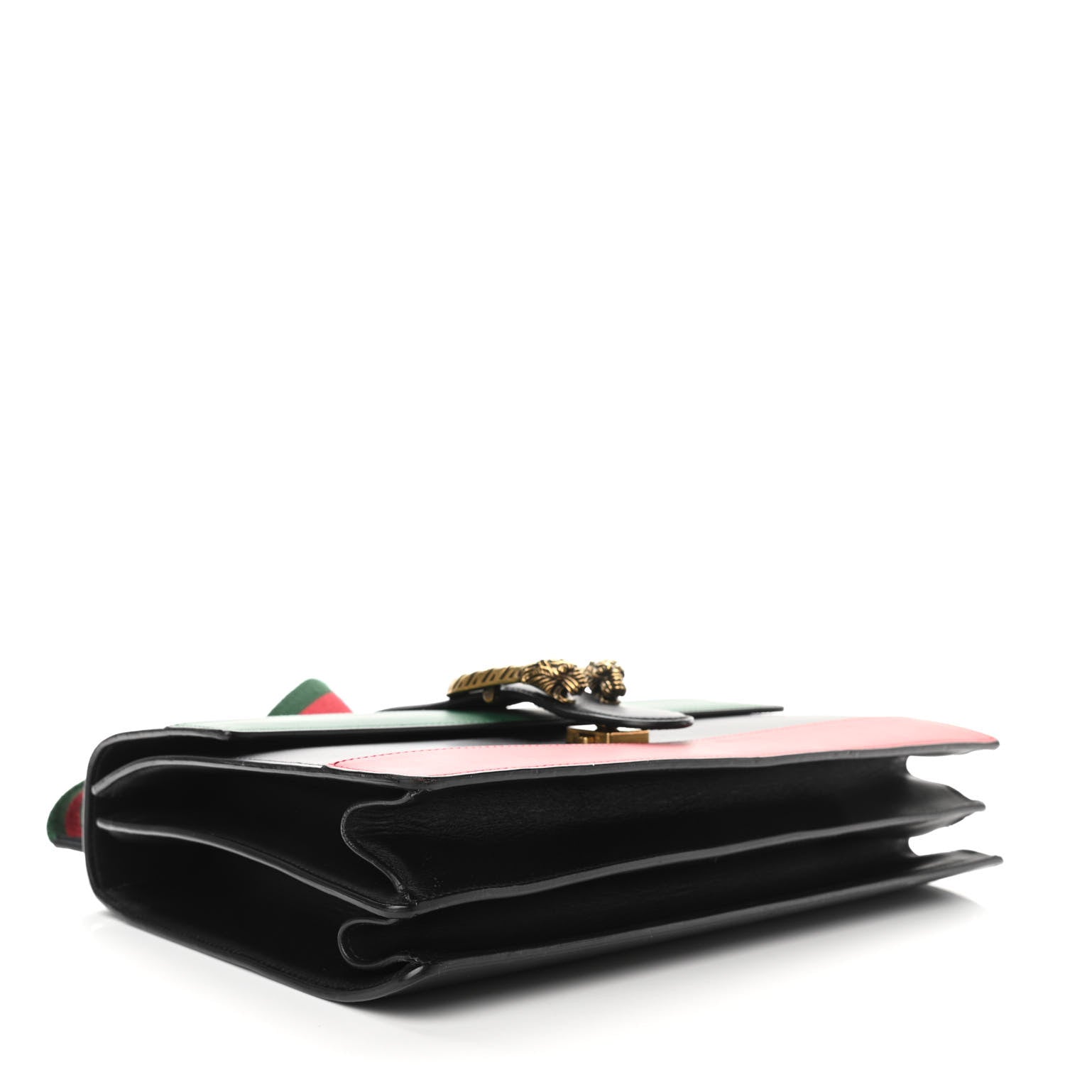 Gucci Calfskin Bamboo Web Large Dionysus Top Handle Bag Black Bright Evergreen Hibiscus Red 4 of 11