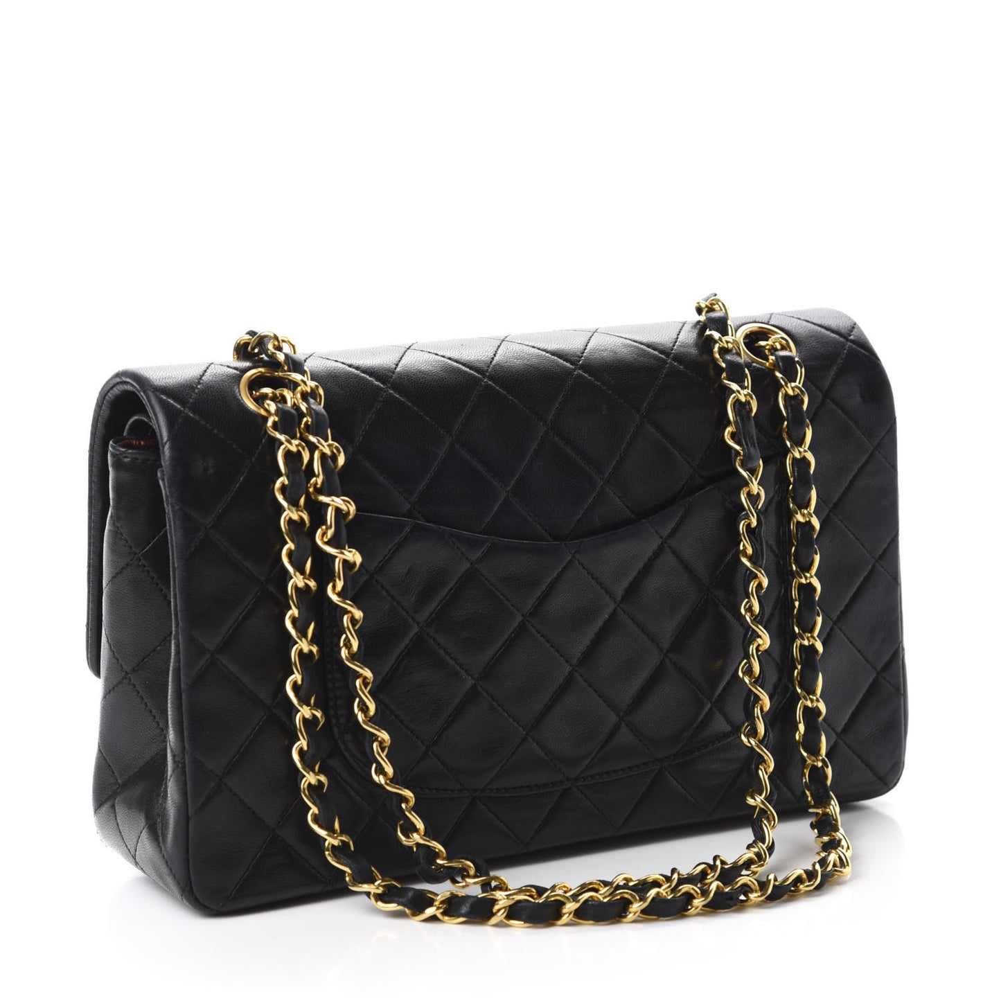 Lambskin Quilted Medium Double Flap Black