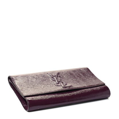Saint Laurent Textured Patent Monogram Large Belle De Jour Clutch Purple 3 of 4