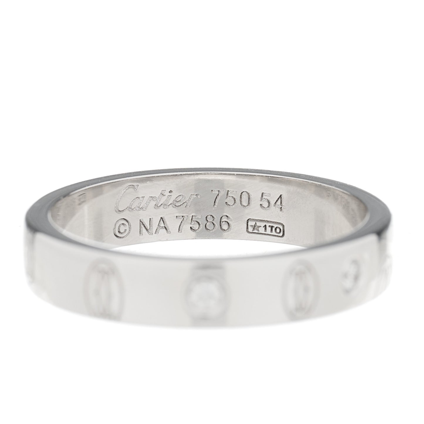 18K White Gold Diamond 4mm Happy Birthday Band Ring 54 6.75