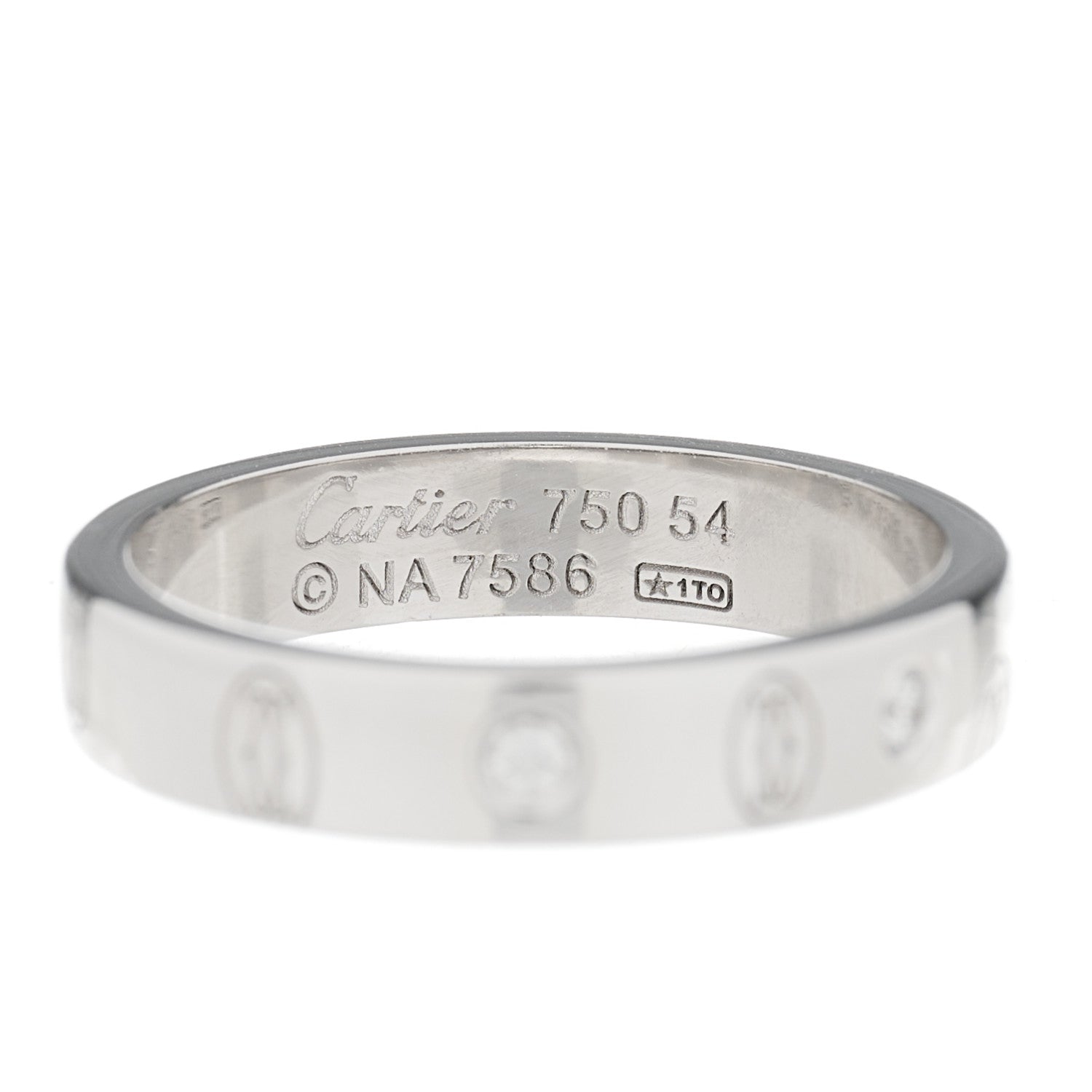 Cartier 18K White Gold Diamond 4mm Happy Birthday Band Ring 54 6.75 4 of 5