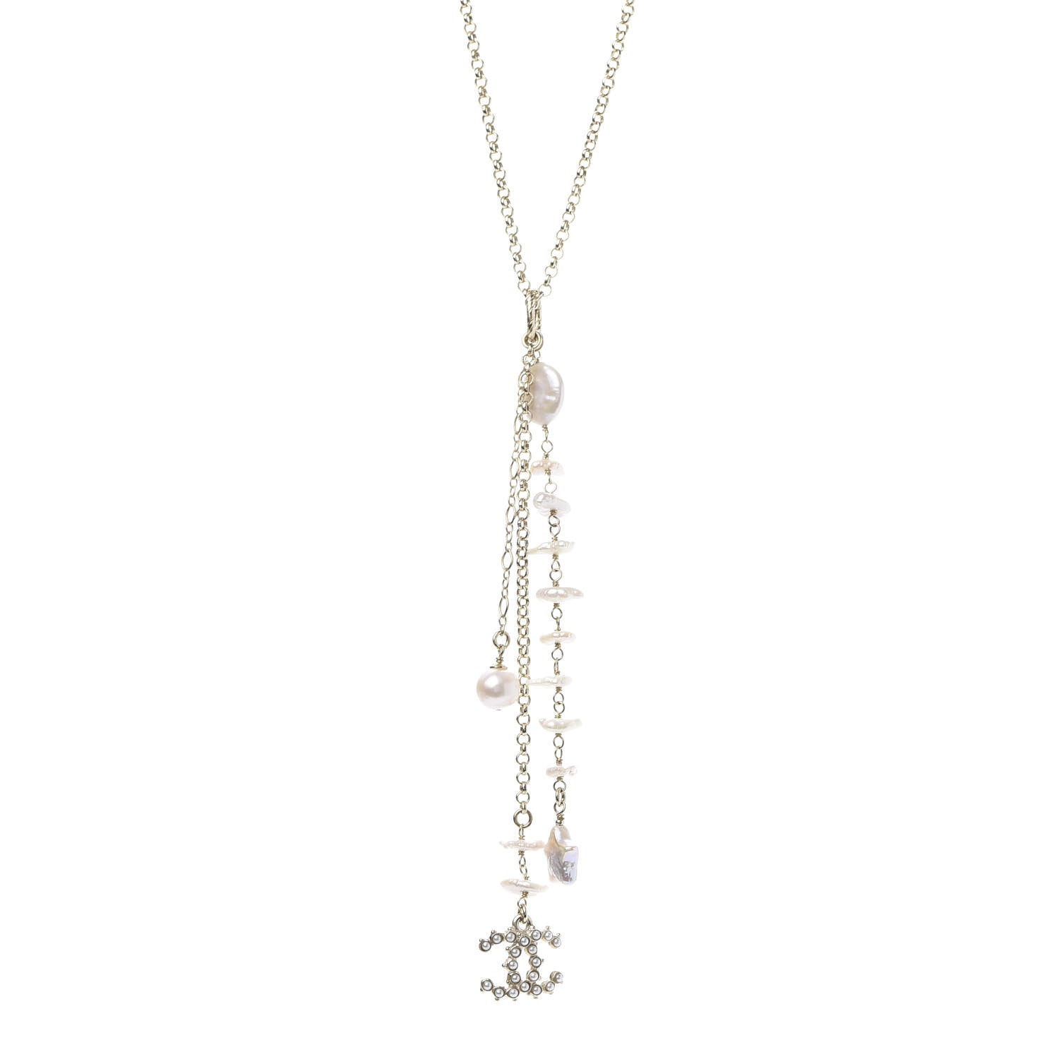 Chanel Pearl CC Chain Necklace Gold 1 of 8