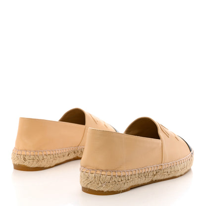 Chanel Lambskin CC Espadrilles 39 Beige Black 4 of 10