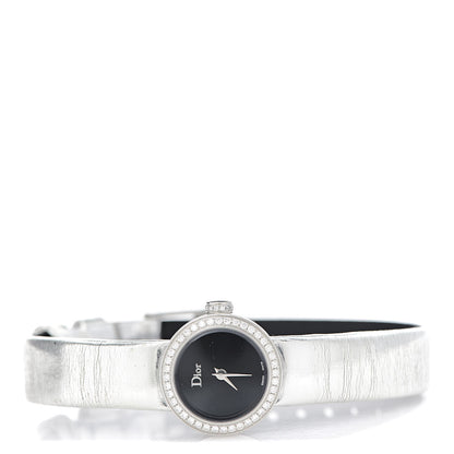 Christian Dior Stainless Steel Calfskin Diamond Bezel 19mm La D De Dior Quartz Watch Black 3 of 9