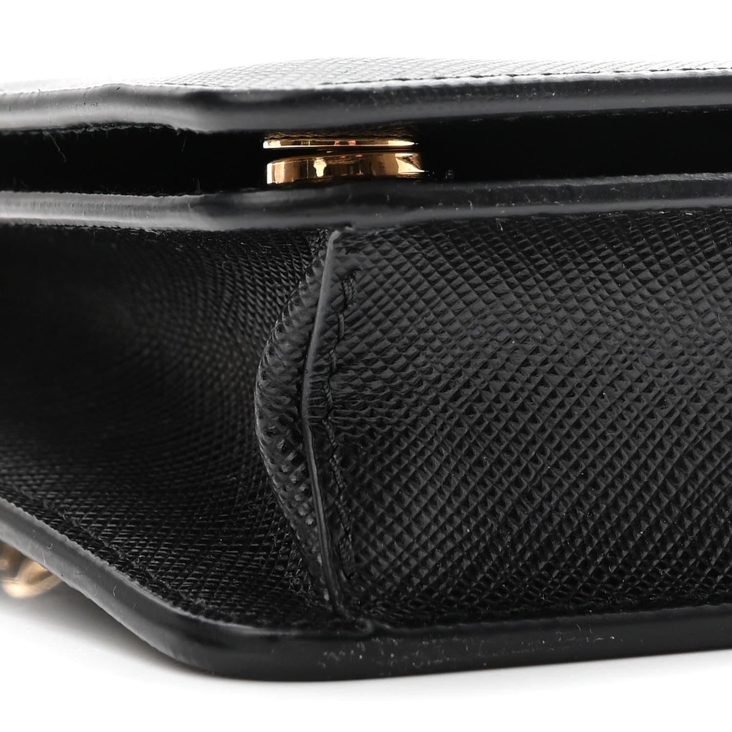 Prada Saffiano Metal Phone Wristlet Crossbody Wallet Black 8 of 9
