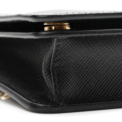 Prada Saffiano Metal Phone Wristlet Crossbody Wallet Black 8 of 9
