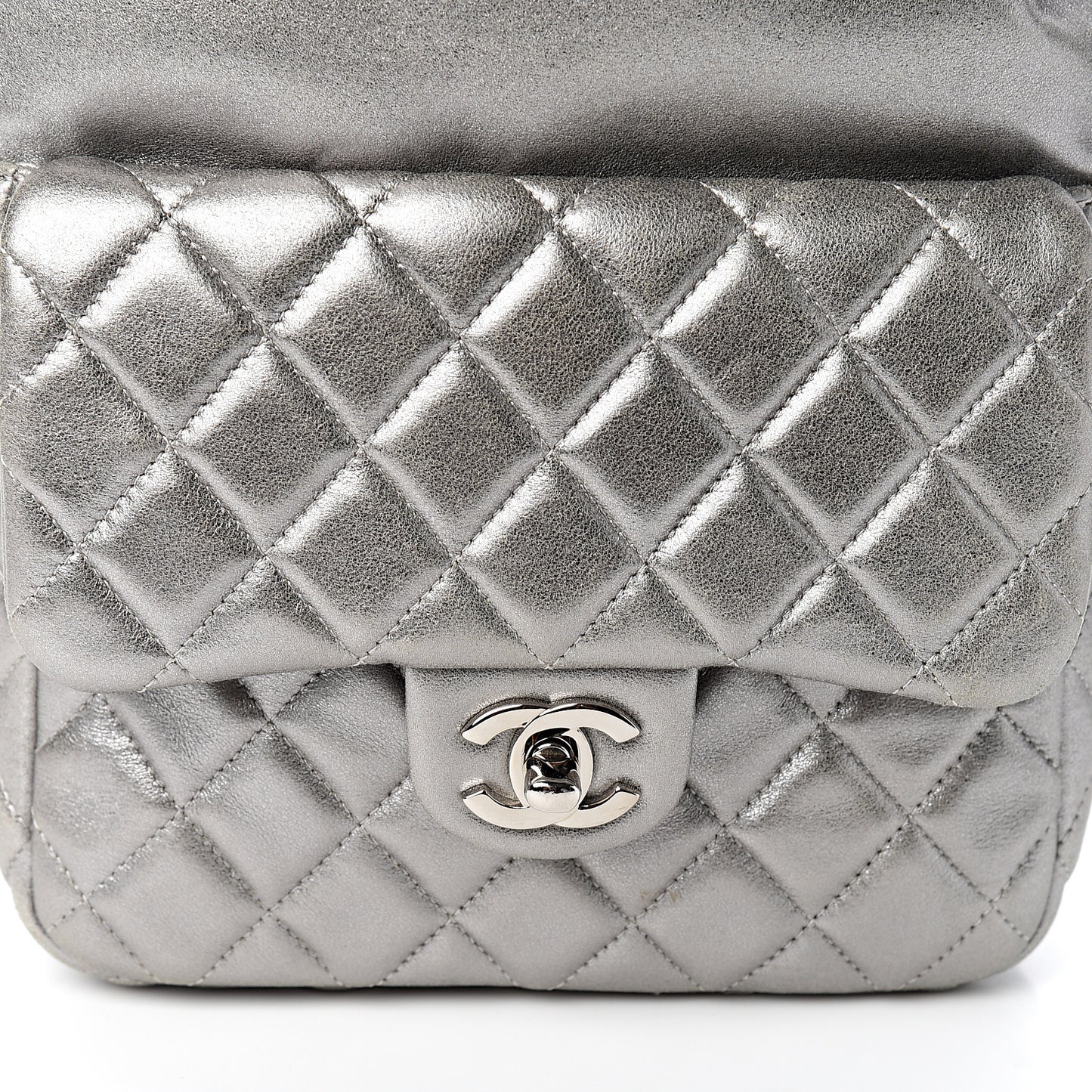 Metallic Lambskin Quilted Small In Seoul Backpack Silver