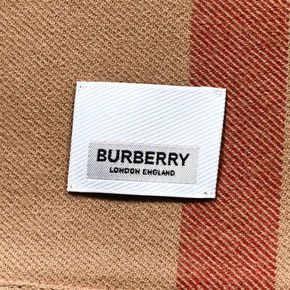 Burberry Wool Solid To Check Charlotte Cape Scarf Camel 2 of 3
