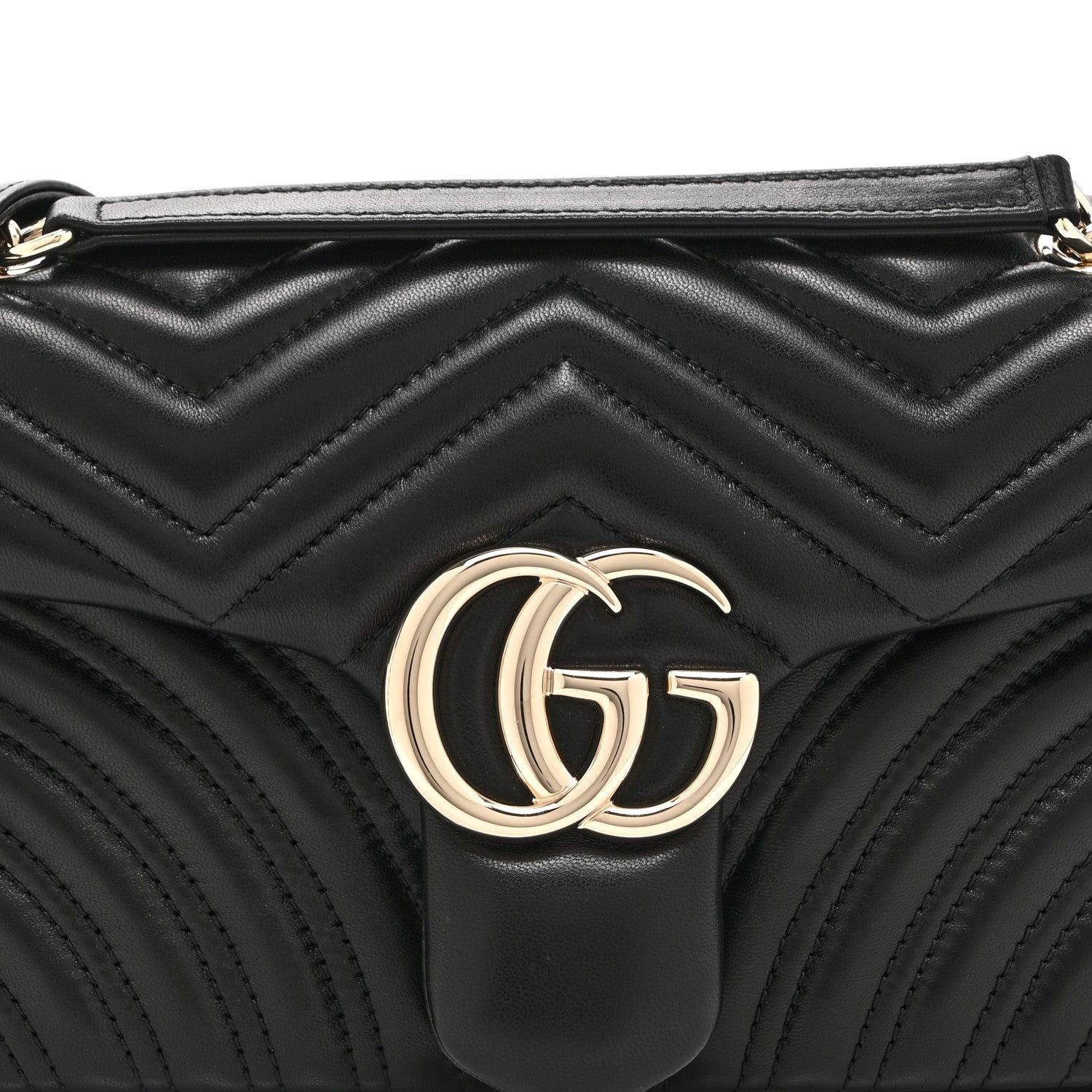 Gucci Lambskin Matelasse Medium GG Marmont Shoulder Bag Black 9 of 11