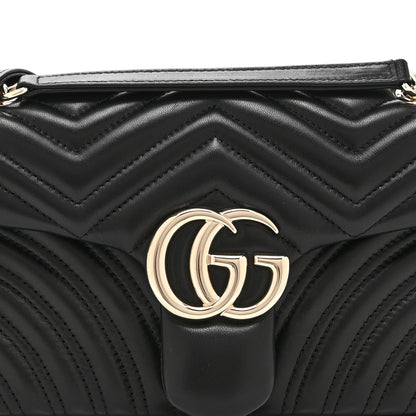 Gucci Lambskin Matelasse Medium GG Marmont Shoulder Bag Black 9 of 11