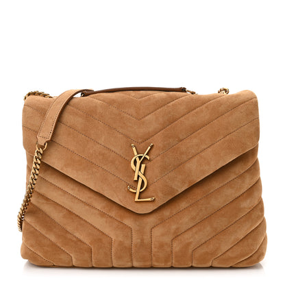 Saint Laurent Suede Y Quilted Monogram Medium Loulou Chain Satchel Cinnamon 1 of 9