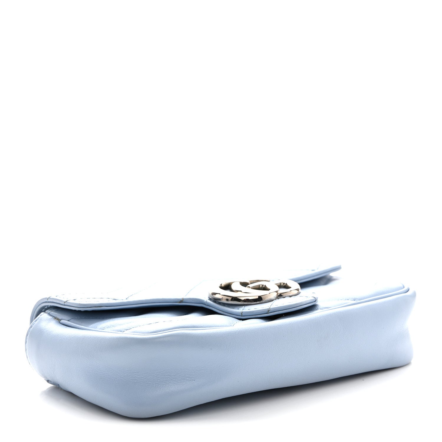 Gucci Calfskin Matelasse Super Mini GG Marmont Shoulder Bag Porcelain Light Blue 4 of 12