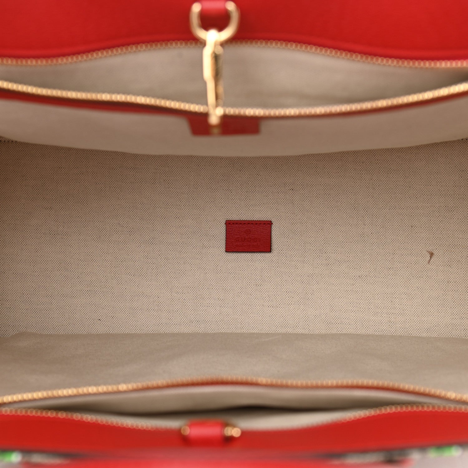 Gucci GG Supreme Monogram Apple Dollar Calfskin Large Retro Interlocking G Tote Bag Beige Ebony Multicolor Lobster Red 5 of 10