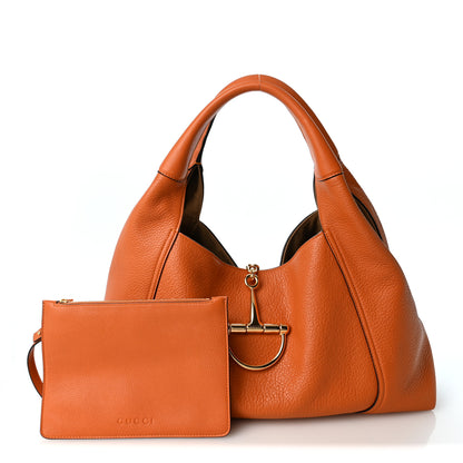 Gucci Grained Calfskin Softbit Maxi Shoulder Bag Orange 2 of 9