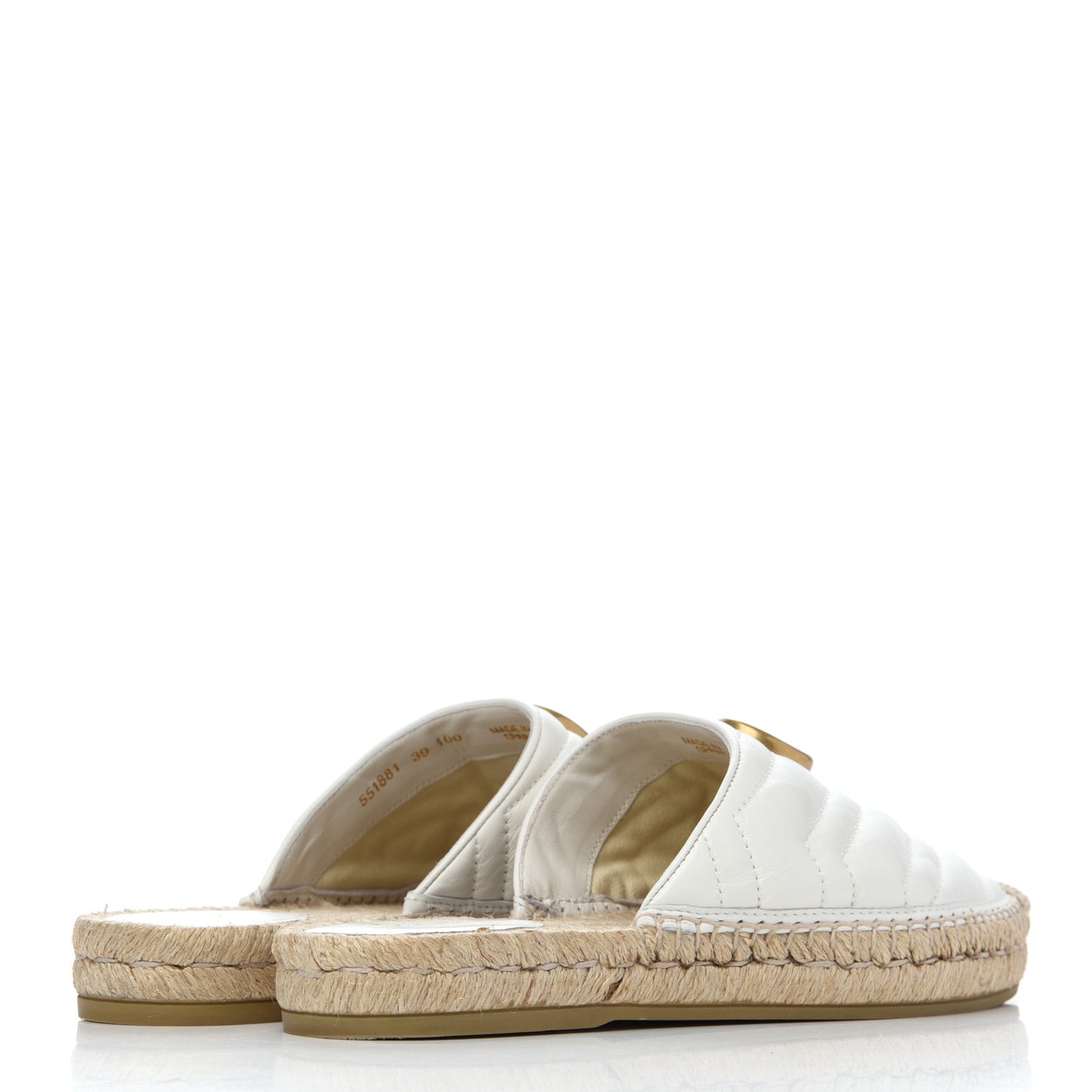 Nappa Matelasse GG Marmont Espadrille Slippers 39 Great White