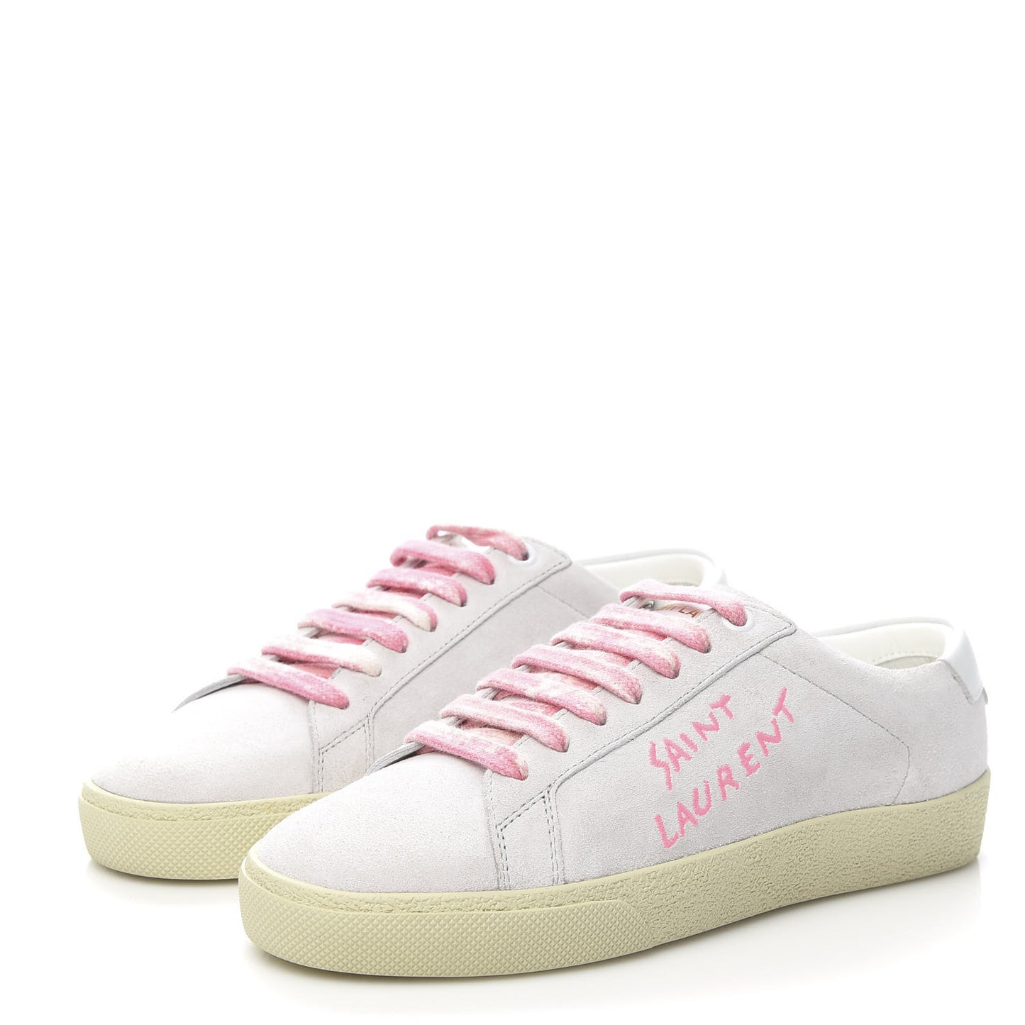 Distressed Suede Court Classic Sneakers 35 White Pink
