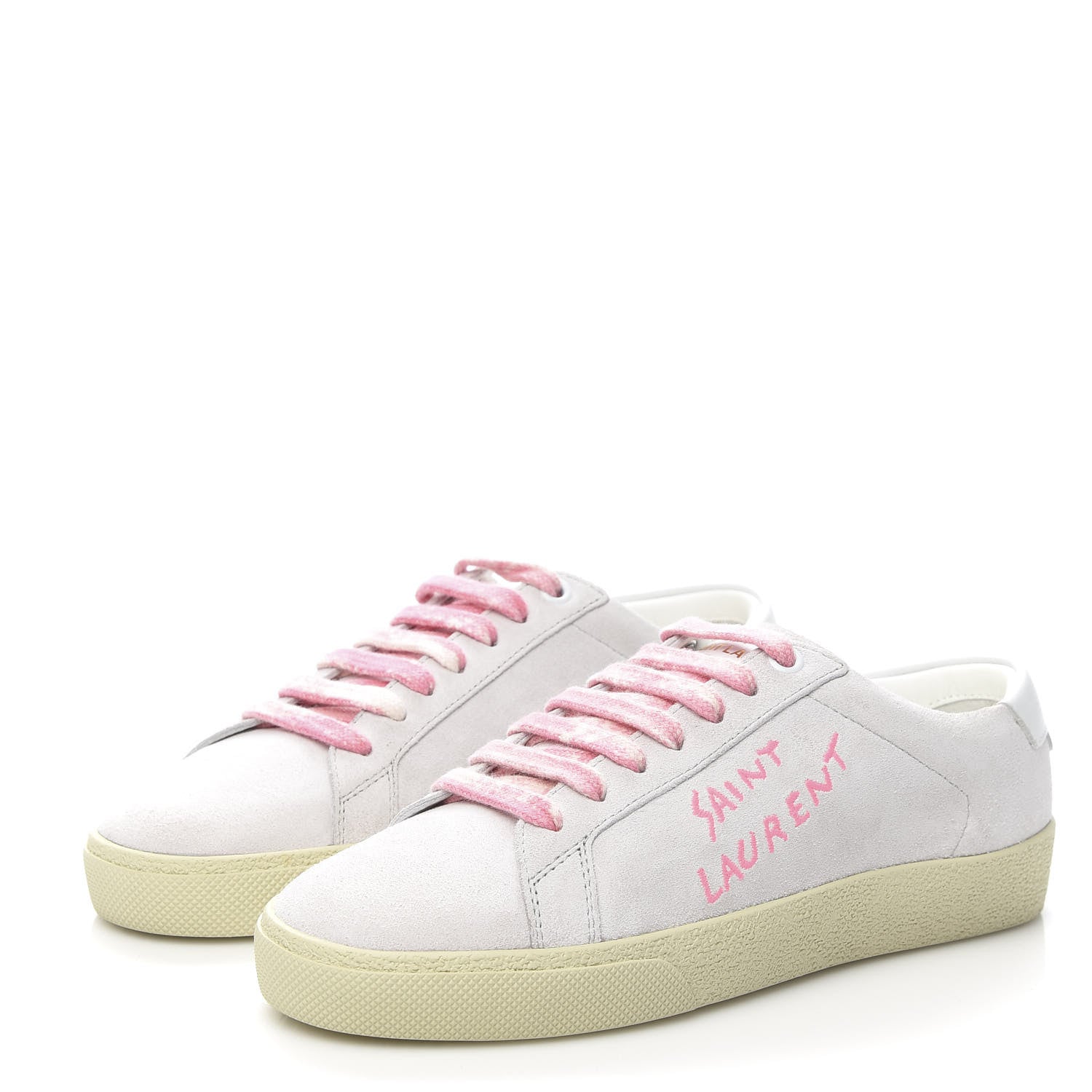 Saint Laurent Distressed Suede Court Classic Sneakers 35 White Pink 3 of 10