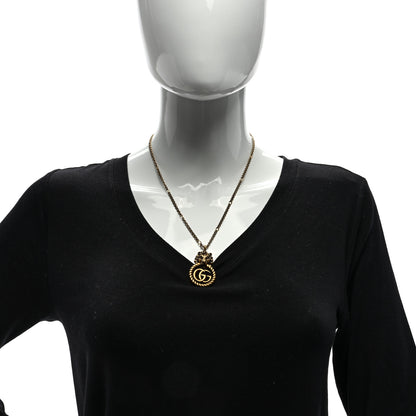 Gucci Metal Lion Head GG Necklace Aged Gold 2 of 5