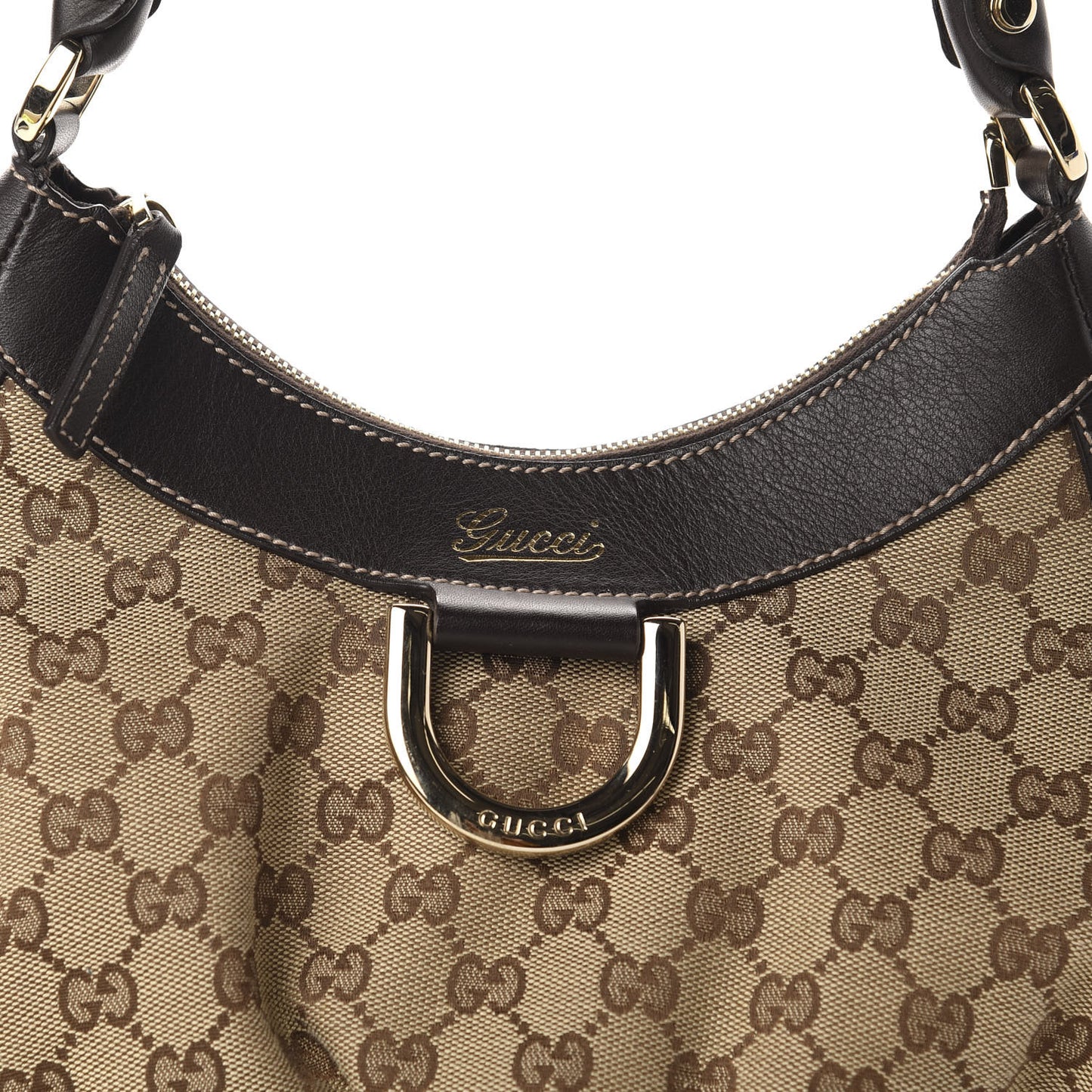Monogram Medium D Gold Ring Hobo Dark Brown
