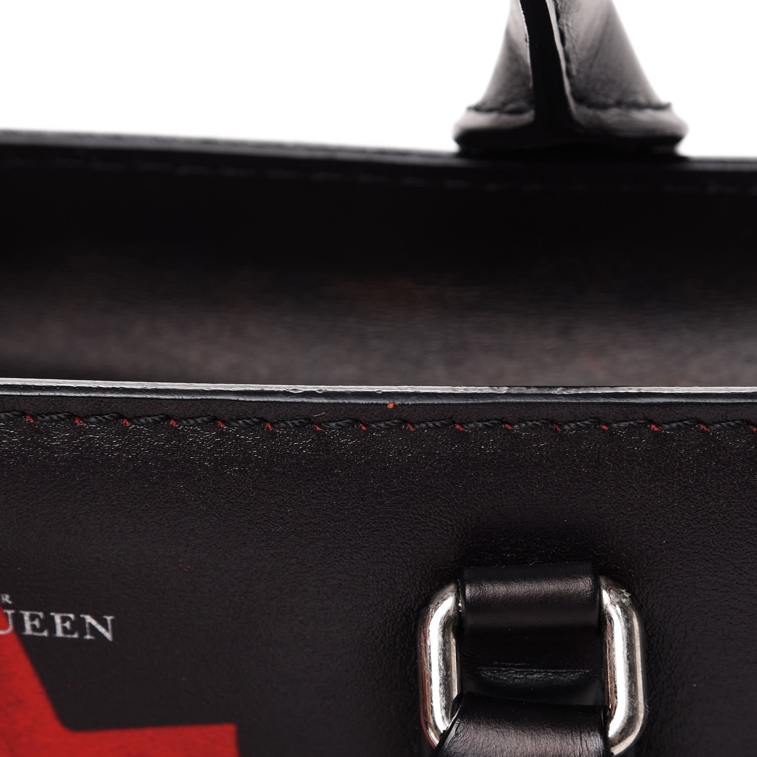 Alexander McQueen Calfskin Rose Printed Small Skull Padlock Zip Around Tote Black 11 of 12