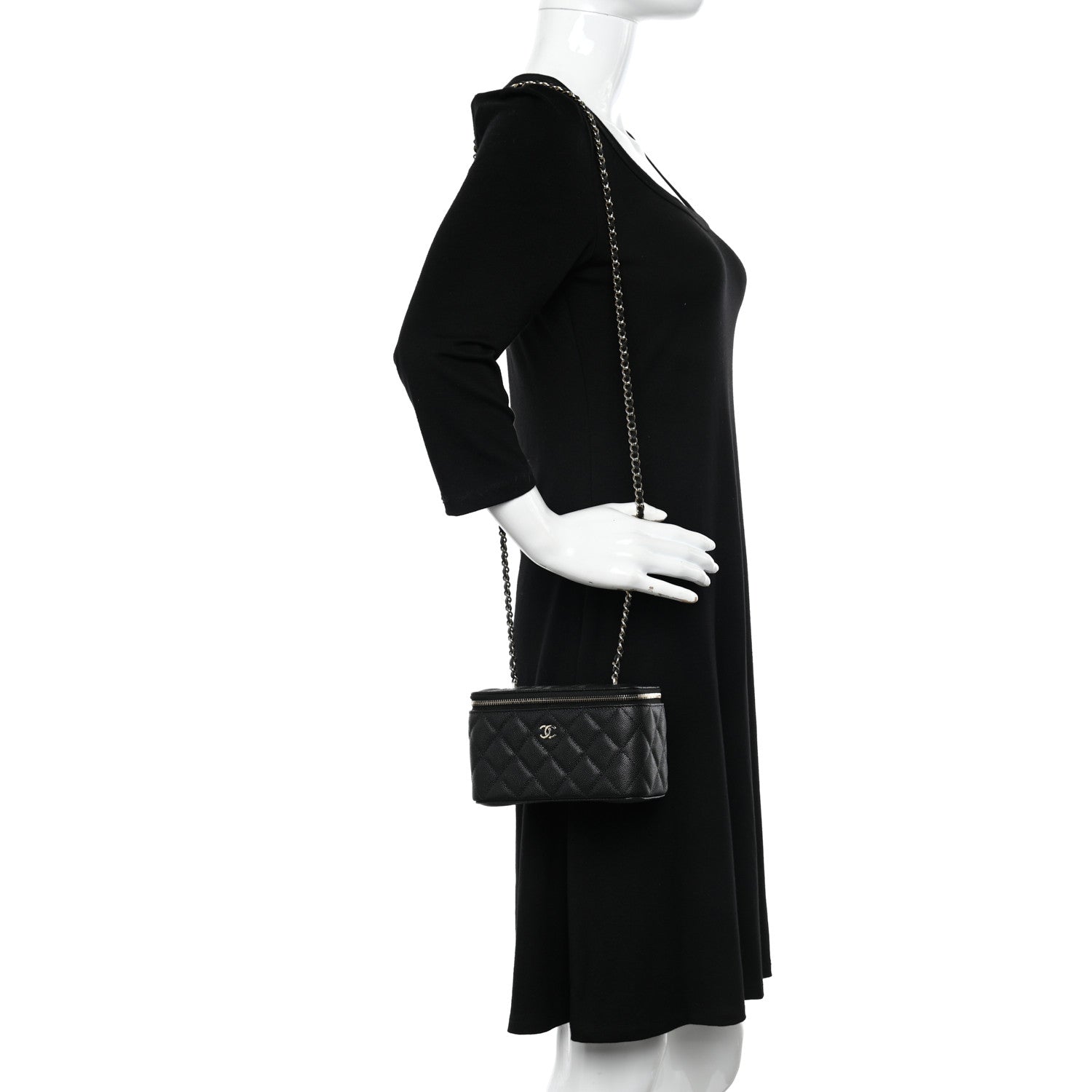 Chanel Caviar Quilted Small Vanity Case With Chain Black 2 of 11